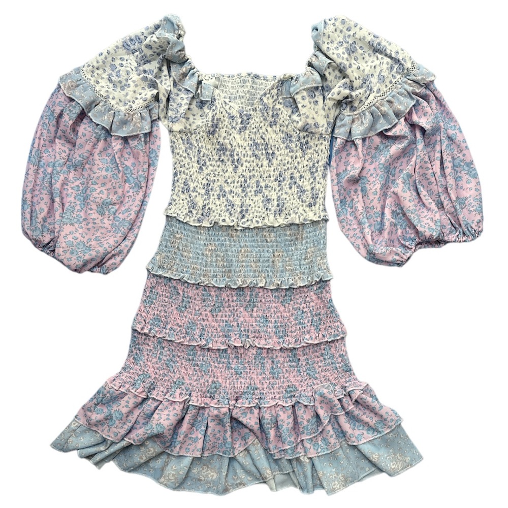 Floral Tier Dress with Ruffles and Smocked Bodice Sweetheart Neck loveshackfancy